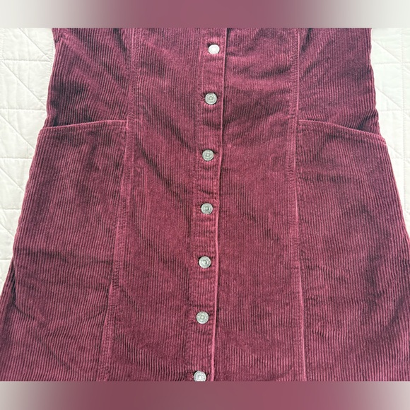 NWT Levi's Corduroy Button Front Dress XL Burgundy Plum Buckle Back Pinafore - Picture 5 of 12